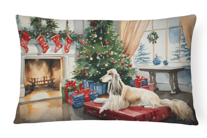 Cozy Christmas Throw Pillow (Design: Afghan Hound 2587)