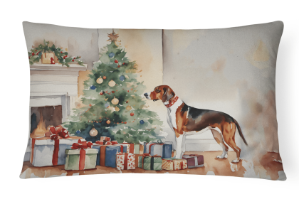 Cozy Christmas Throw Pillow (Design: American English Coonhound 2594)