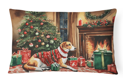 Cozy Christmas Throw Pillow (Design: American Foxhound 2596)