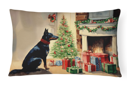Cozy Christmas Throw Pillow (Design: Australian Kelpie 2599)