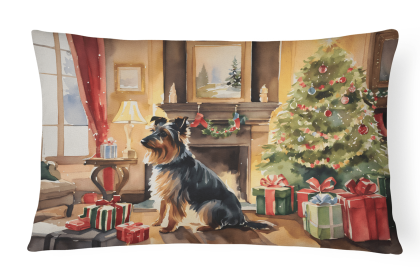 Cozy Christmas Throw Pillow (Design: Australian Terrier 2601)