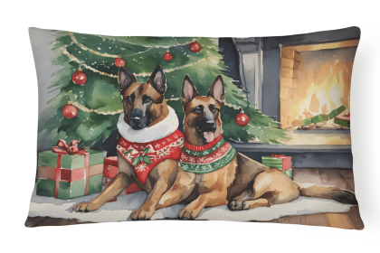 Cozy Christmas Throw Pillow (Design: Belgian Malinois 2606)