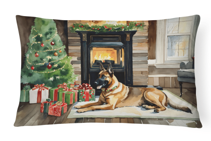 Cozy Christmas Throw Pillow (Design: Belgian Malinois 2607)
