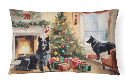 Cozy Christmas Throw Pillow (Design: Belgian Sheepdog 2608)
