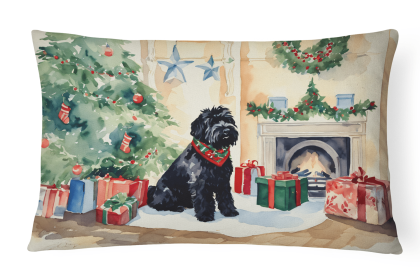 Cozy Christmas Throw Pillow (Design: Black Russian Terrier 2613)