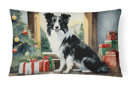 Cozy Christmas Throw Pillow (Design: Border Collie 2615)