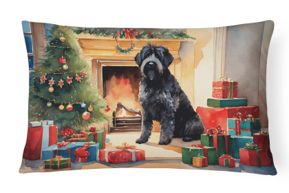 Cozy Christmas Throw Pillow (Design: Bouvier des Flandres 2619)