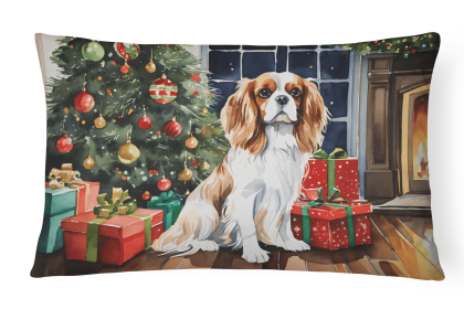 Cozy Christmas Throw Pillow (Design: Cavalier Spaniel 2626)