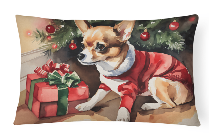 Cozy Christmas Throw Pillow (Design: Chihuahua 2630)