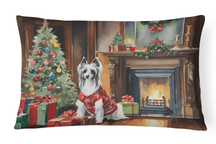Cozy Christmas Throw Pillow (Design: Chinese Crested 2631)