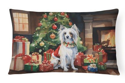Cozy Christmas Throw Pillow (Design: Chinese Crested 2632)