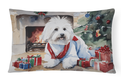Cozy Christmas Throw Pillow (Design: Coton De Tulear 2640)