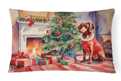 Cozy Christmas Throw Pillow (Design: Dachshund 2641)