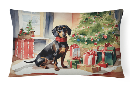 Cozy Christmas Throw Pillow (Design: Dachshund 2643)