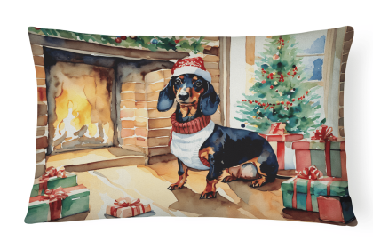 Cozy Christmas Throw Pillow (Design: Dachshund 2644)