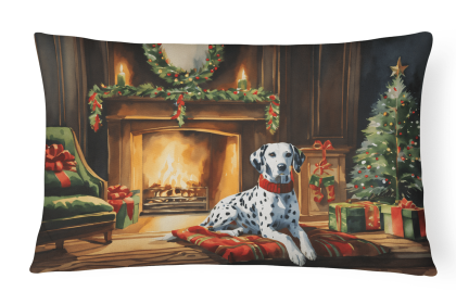 Cozy Christmas Throw Pillow (Design: Dalmatian 2645)