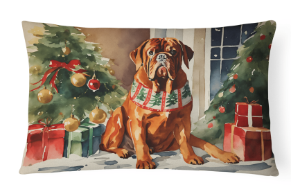 Cozy Christmas Throw Pillow (Design: Dogue de Bordeaux 2647)