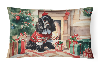 Cozy Christmas Throw Pillow (Design: English Cocker Spaniel 2650)