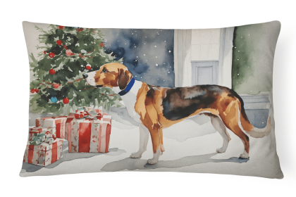 Cozy Christmas Throw Pillow (Design: English Foxhound 2651)