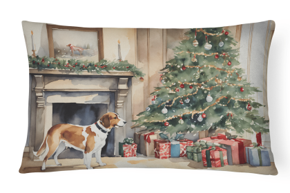 Cozy Christmas Throw Pillow (Design: English Foxhound 2652)