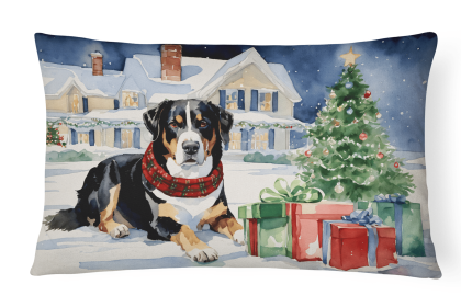 Cozy Christmas Throw Pillow (Design: Entlebucher Mountain Dog 2654)