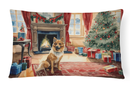 Cozy Christmas Throw Pillow (Design: Finnish Spitz 2656)