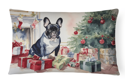 Cozy Christmas Throw Pillow (Design: French Bulldog 2659)
