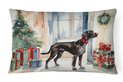 Cozy Christmas Throw Pillow (Design: German Shorthaired Pointer 2663)