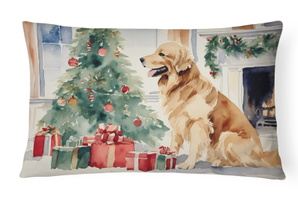 Cozy Christmas Throw Pillow (Design: Golden Retriever 2665)