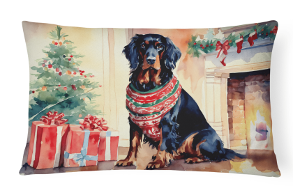 Cozy Christmas Throw Pillow (Design: Gordon Setter 2668)