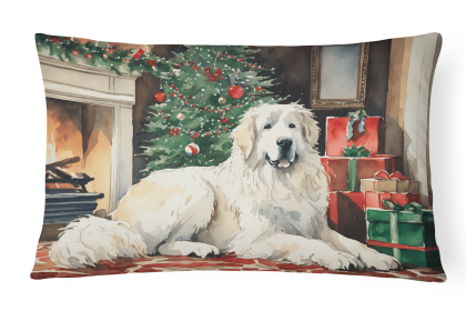 Cozy Christmas Throw Pillow (Design: Great Pyrenees 2671)
