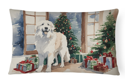 Cozy Christmas Throw Pillow (Design: Great Pyrenees 2672)
