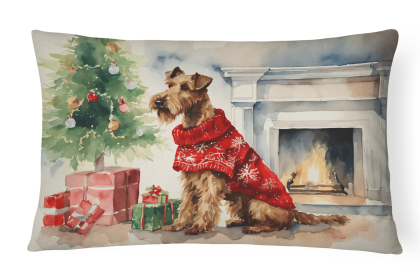 Cozy Christmas Throw Pillow (Design: Irish Terrier 2678)