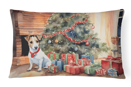 Cozy Christmas Throw Pillow (Design: Jack Russell Terrier 2681)
