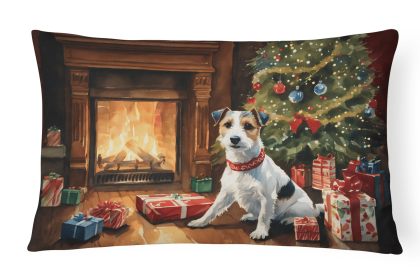 Cozy Christmas Throw Pillow (Design: Jack Russell Terrier 2682)