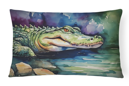 Watercolor Wildlife Throw Pillow (Design: Alligator 2865)