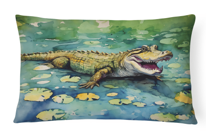 Watercolor Wildlife Throw Pillow (Design: Alligator 2866)