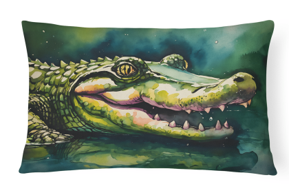 Watercolor Wildlife Throw Pillow (Design: Alligator 2867)