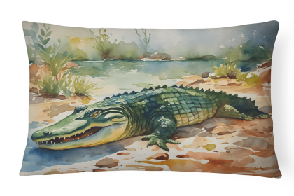Watercolor Wildlife Throw Pillow (Design: Alligator 2868)