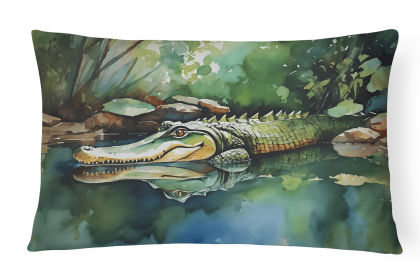 Watercolor Wildlife Throw Pillow (Design: Alligator 2869)