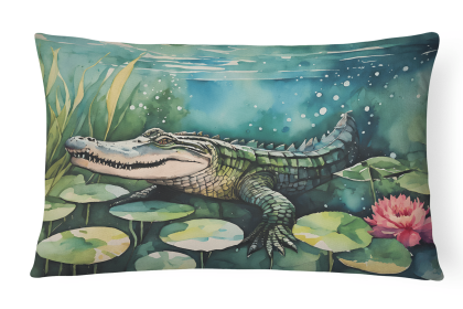 Watercolor Wildlife Throw Pillow (Design: Alligator 2870)