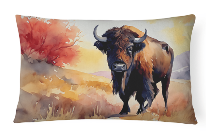 Watercolor Wildlife Throw Pillow (Design: American Bison 2872)