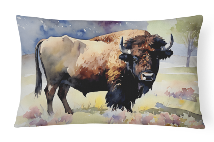 Watercolor Wildlife Throw Pillow (Design: American Bison 2873)