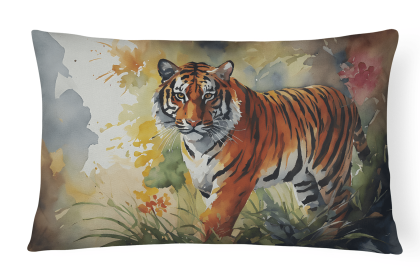 Watercolor Wildlife Throw Pillow (Design: Bengal Tiger 2877)