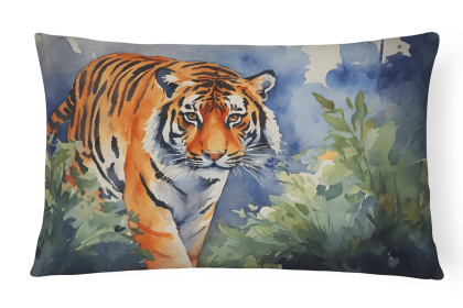 Watercolor Wildlife Throw Pillow (Design: Bengal Tiger 2878)