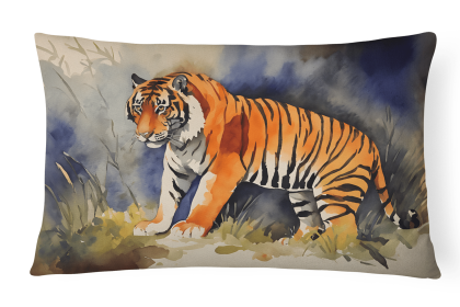 Watercolor Wildlife Throw Pillow (Design: Bengal Tiger 2881)
