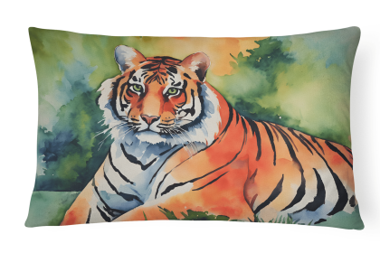 Watercolor Wildlife Throw Pillow (Design: Bengal Tiger 2882)