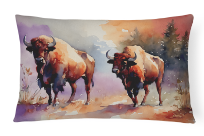 Watercolor Wildlife Throw Pillow (Design: Buffalo 2884)