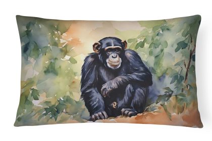 Watercolor Wildlife Throw Pillow (Design: Chimpanzee 2891)