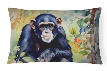 Watercolor Wildlife Throw Pillow (Design: Chimpanzee 2892)